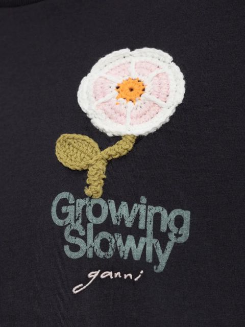 GANNI logo-embroidered sweatshirt - Black