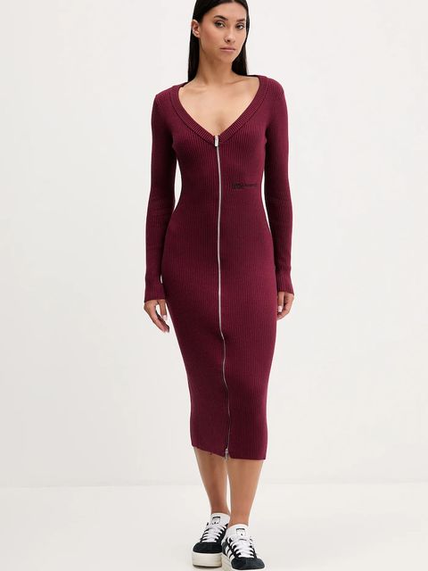 Karl Lagerfeld Jeans sukienka kolor bordowy midi dopasowana A4W13011 - zdjęcie produktu nr 2