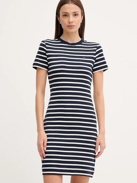Tommy Hilfiger sukienka bawełniana kolor granatowy mini rozkloszowana WW0WW42721 - zdjęcie produktu nr 1