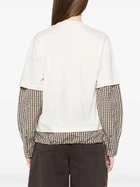 Moncler gingham layered T-shirt - Neutrals