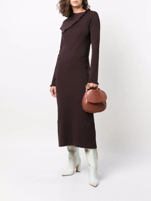 Jil Sander asymmetric collar maxi dress - Brown - zdjęcie produktu nr 2