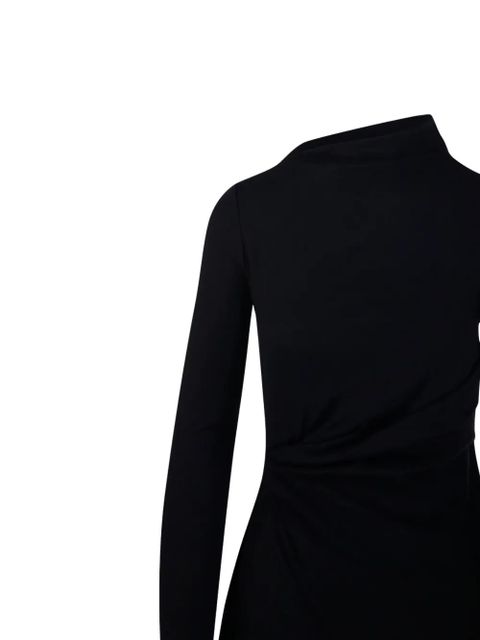 Sportmax asymmetric-neck gathered day dress - Black
