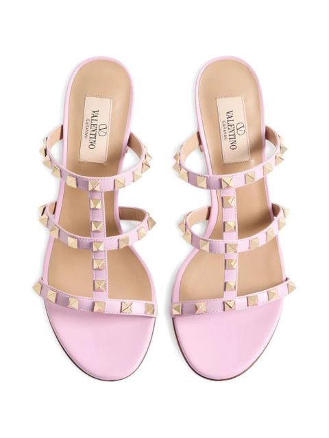 Valentino Garavani Rockstud calfskin-leather heeled sandals - Pink