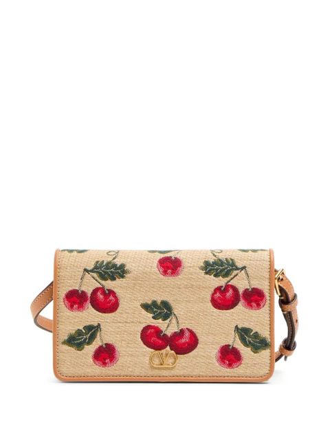 Valentino Garavani mini VLogo Signature Cherryfic-print shoulder bag - Neutrals - zdjęcie produktu nr 1