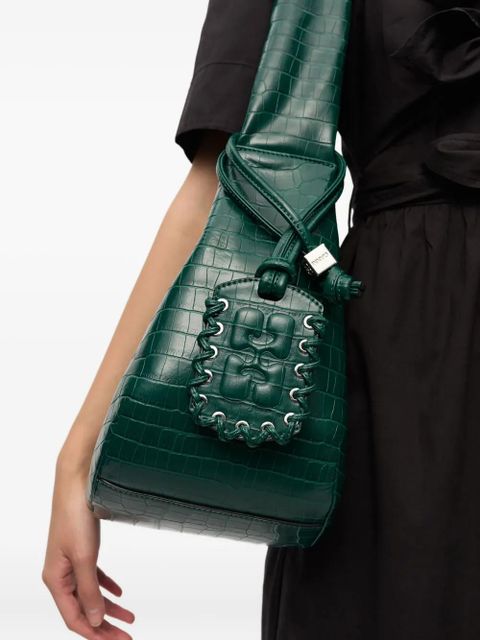 GANNI crocodile-embossed shoulder bag - Green