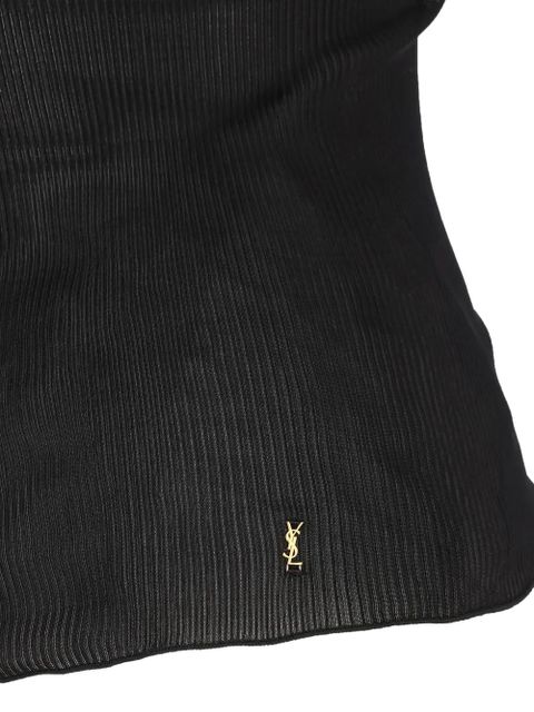 Saint Laurent ribbed silk tank top - Black