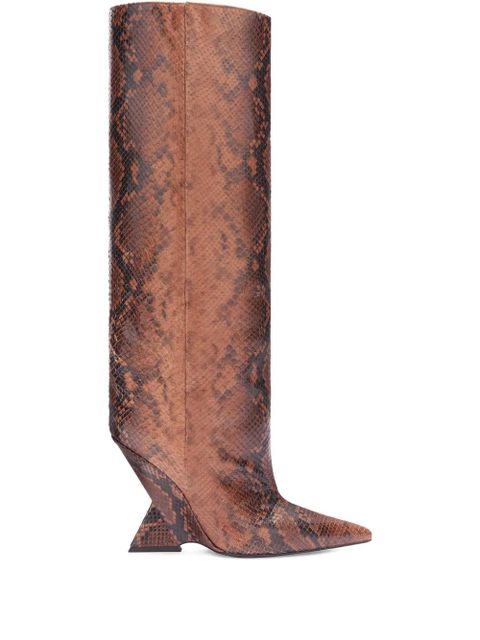 The Attico 105mm Cheope snakeskin wedge boots - Brown - zdjęcie produktu nr 1