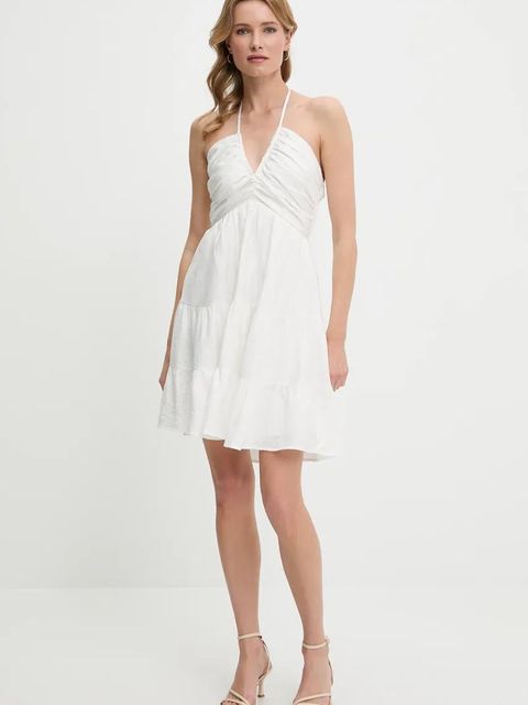 Answear.LAB sukienka kolor biały mini rozkloszowana