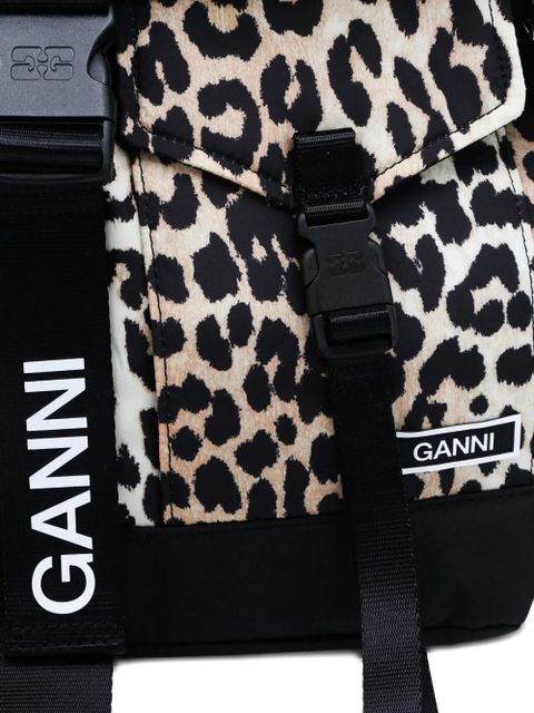 GANNI leopard-print backpack - Brown