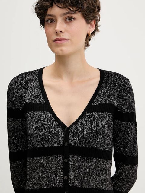 Sisley kardigan damski kolor czarny lekki 1194L602O