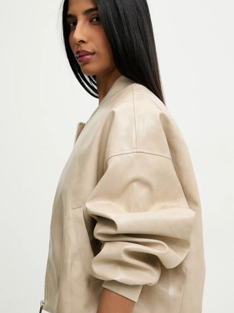 Answear.LAB kurtka kolor beżowy przejściowa oversize