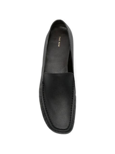 The Row Leo grained whipstitch loafers - Black