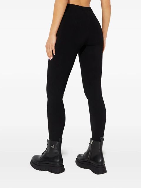 Yves Salomon elasticated ribbed-knit leggings - Black