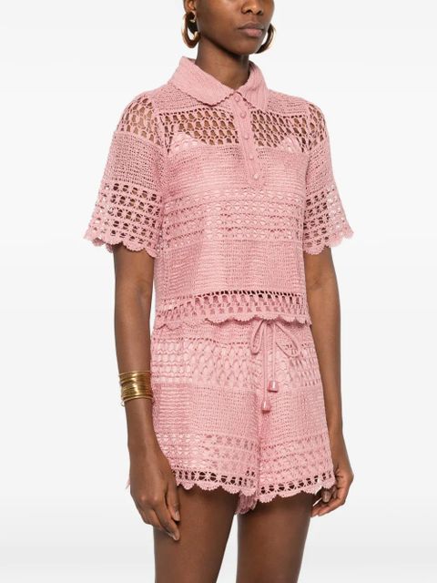 ZIMMERMANN Wamderlust Sun crochet polo top - Pink