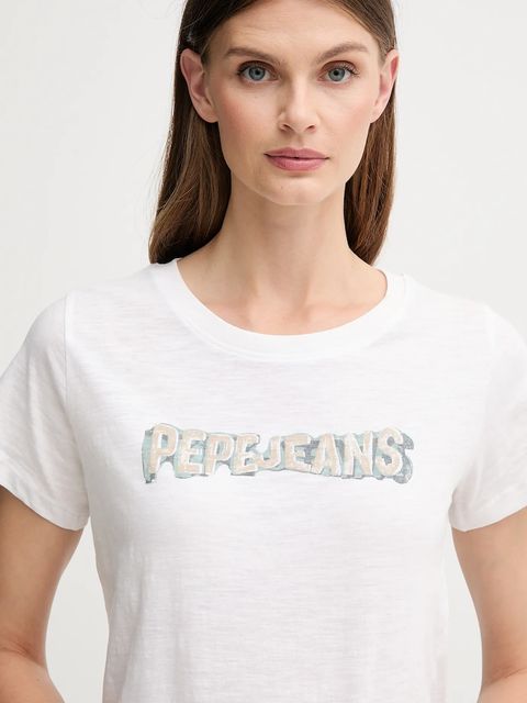 Pepe Jeans t-shirt bawełniany damski kolor biały PL5000013