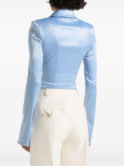 Manière De Voir Louise wide-shoulder satin shirt bodysuit - Blue - zdjęcie produktu nr 2