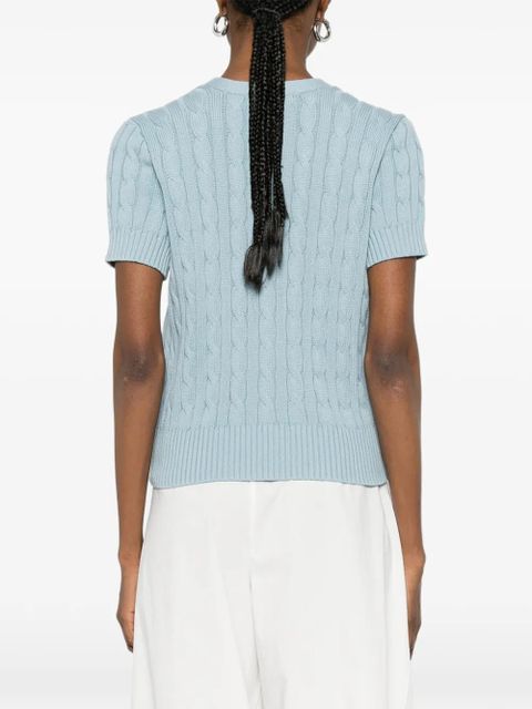 Lauren Ralph Lauren cable-knit logo-embroidered cardigan - Blue