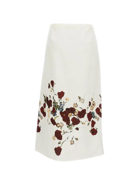 KHAITE floral-print midi skirt - Neutrals - zdjęcie produktu nr 1