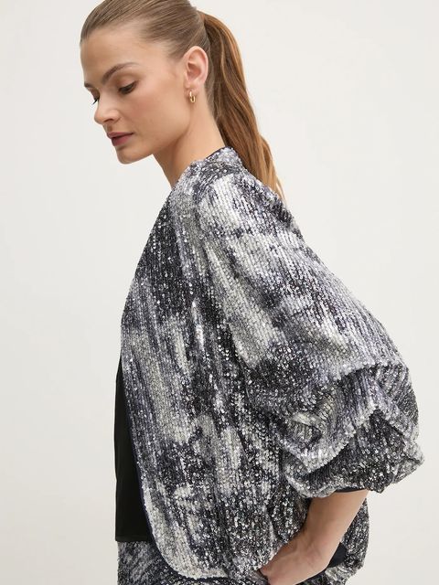 DIANE VON FURSTENBERG marynarka kolor srebrny niezapinana wzorzysta DVFJS4S003 - zdjęcie produktu nr 1