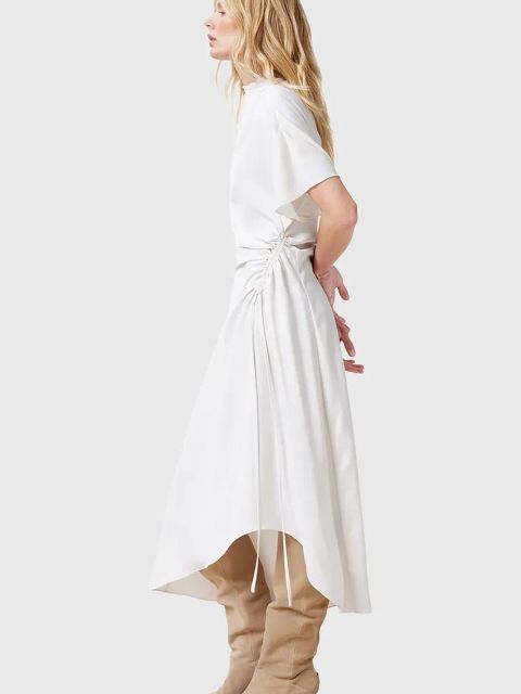 AllSaints sukienka ROSIE kolor biały midi rozkloszowana W043DC