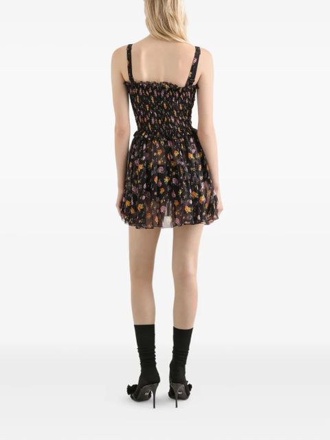 Dolce & Gabbana ruffled floral mini dress - Black