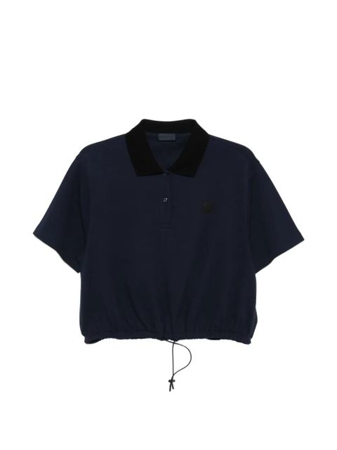 Moncler drawstring-waistband log-patch polo shirt - Blue - zdjęcie produktu nr 1