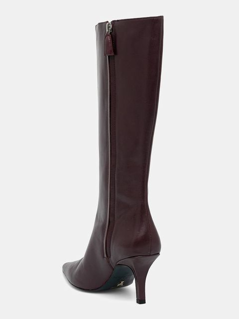 Patrizia Pepe kozaki skórzane damskie kolor fioletowy na szpilce 8Y0131 L166 M536