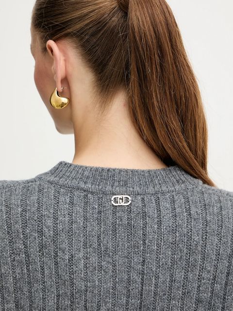 Liu Jo kardigan z dodatkiem wełny damski kolor szary ciepły MF5423 MS040