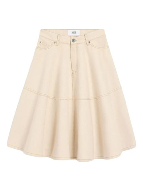 AMI Paris cotton midi skirt - Neutrals - zdjęcie produktu nr 1