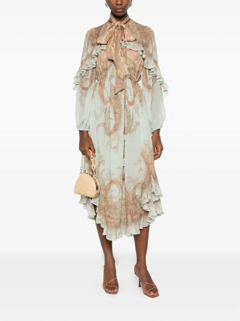 ZIMMERMANN paisley-print ruffled dress - Blue