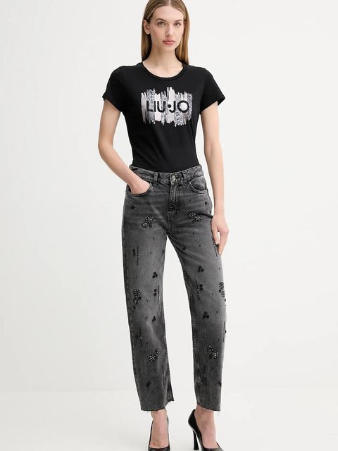 Liu Jo t-shirt bawełniany damski kolor czarny MF5456 JS923 - zdjęcie produktu nr 2