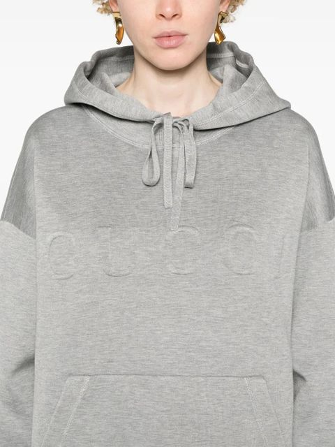 Gucci embossed-logo mélange-effect hoodie - Grey