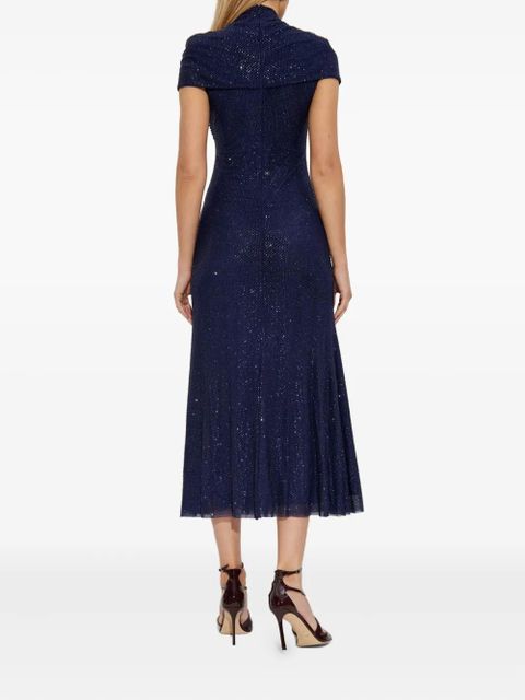 Self-Portrait embellished draped dress - Blue