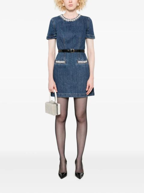 Self-Portrait embellished-pocket denim mini dress - Blue - zdjęcie produktu nr 2