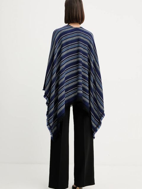 Missoni poncho wełniane kolor granatowy MA9EWODA413