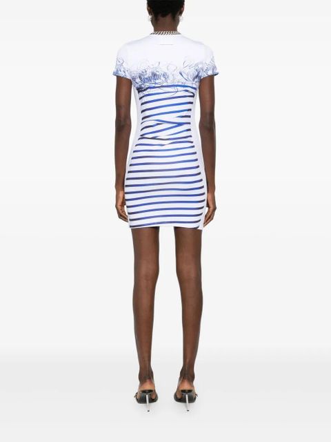 Jean Paul Gaultier striped-print mini dress - White