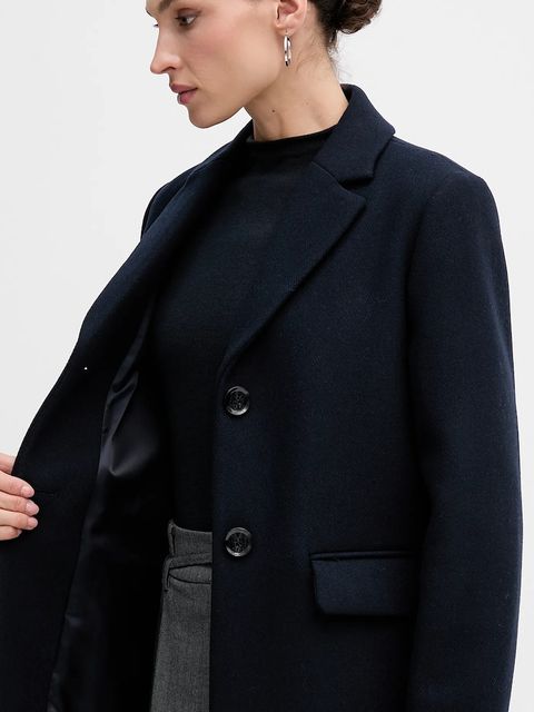 Sisley płaszcz wełniany kolor granatowy przejściowy 2JJYLN04N