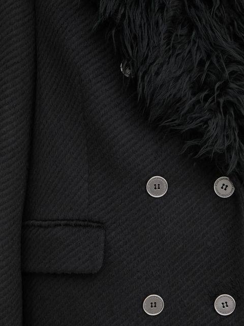 Versace Jeans Couture płaszcz z dodatkiem wełny kolor czarny 79HAT418 N0342