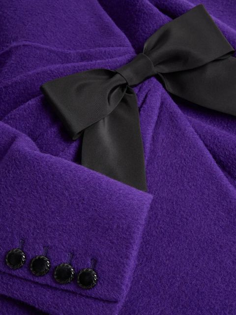 Valentino Garavani bow-detail velour peacoat - Purple