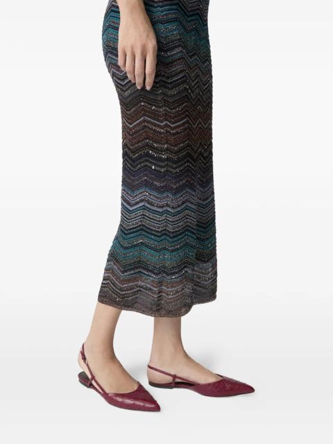 Missoni chevron-pattern maxi skirt - Brown