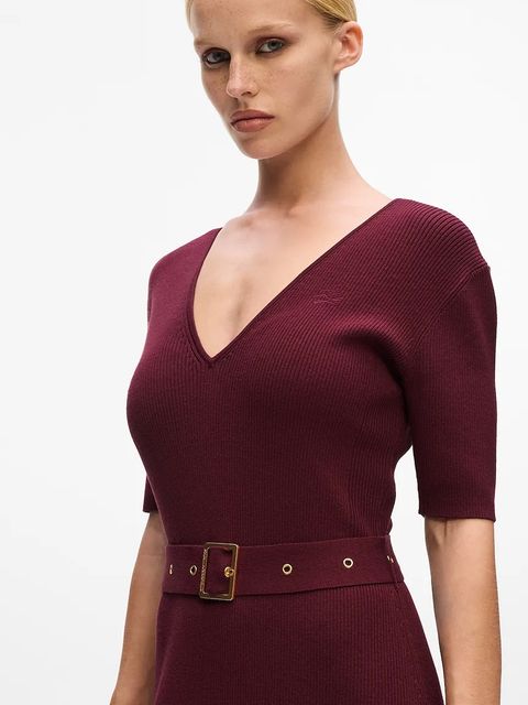 Karl Lagerfeld sukienka kolor bordowy midi dopasowana A4W13026 - zdjęcie produktu nr 2