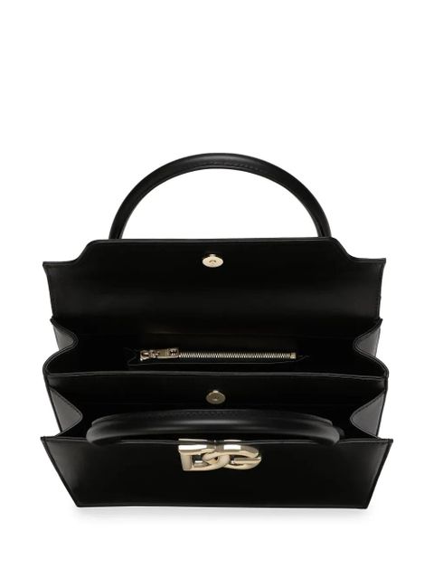 Dolce & Gabbana logo-plaque leather tote bag - Black