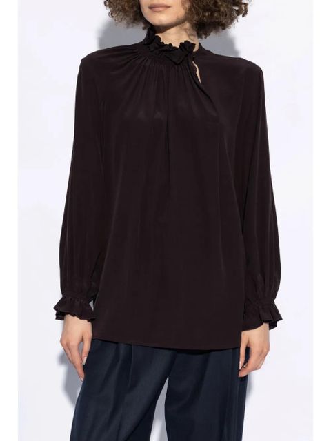 Victoria Beckham draped silk blouse - Brown - zdjęcie produktu nr 2