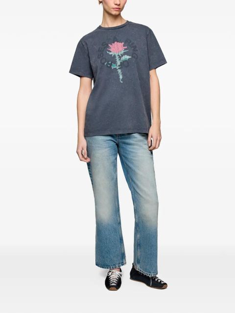 GANNI floral-print crew-neck T-shirt - Grey - zdjęcie produktu nr 2