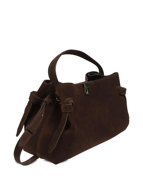 Yuzefi Gyoza knot leather tote bag - Brown