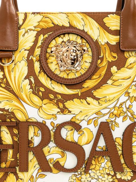 Versace baroque-print logo-appliqué tote bag - Yellow