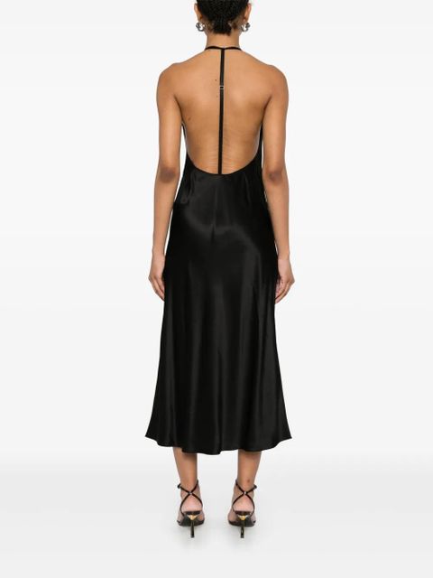 Marine Serre satin maxi slip dress - Black