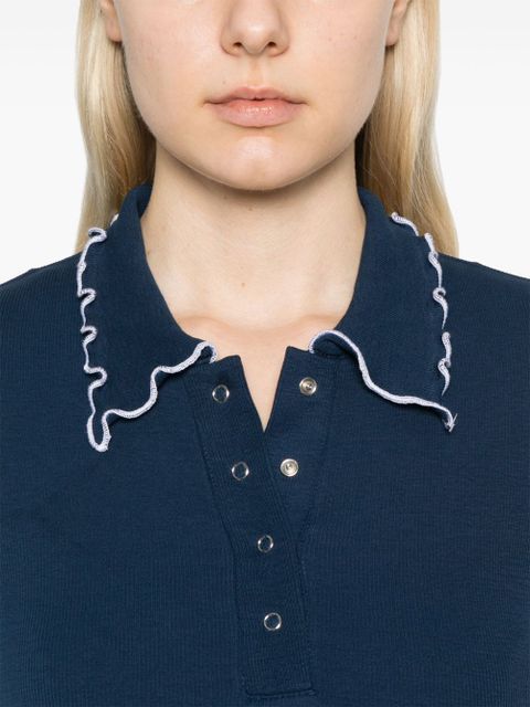 ROTATE BIRGER CHRISTENSEN ribbed polo top - Blue