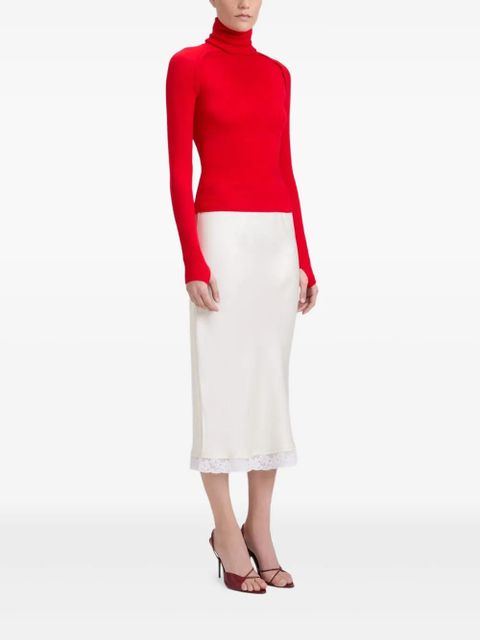Victoria Beckham Lace Trim Slip midi skirt - White - zdjęcie produktu nr 2