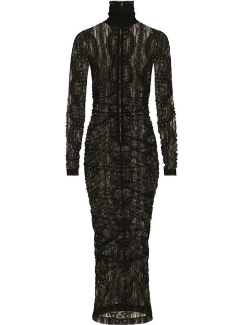 Dolce & Gabbana semi-sheer lace roll-neck dress - Black - zdjęcie produktu nr 1